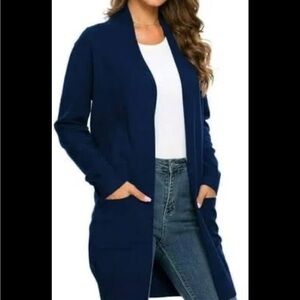 Women's Navy Blue Open Front Cardigan